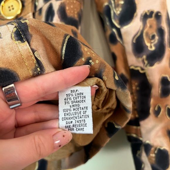 Cache Women's Leopard Print Button Down Jacket Trench Coat Cheetah Print Size XS - Picture 7 of 8